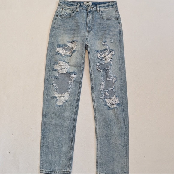 Ziggy Denim - Ziggy ZGY Denim Mid-rise Relaxed Straight Leg Jeans w/ Distressing Size 25
